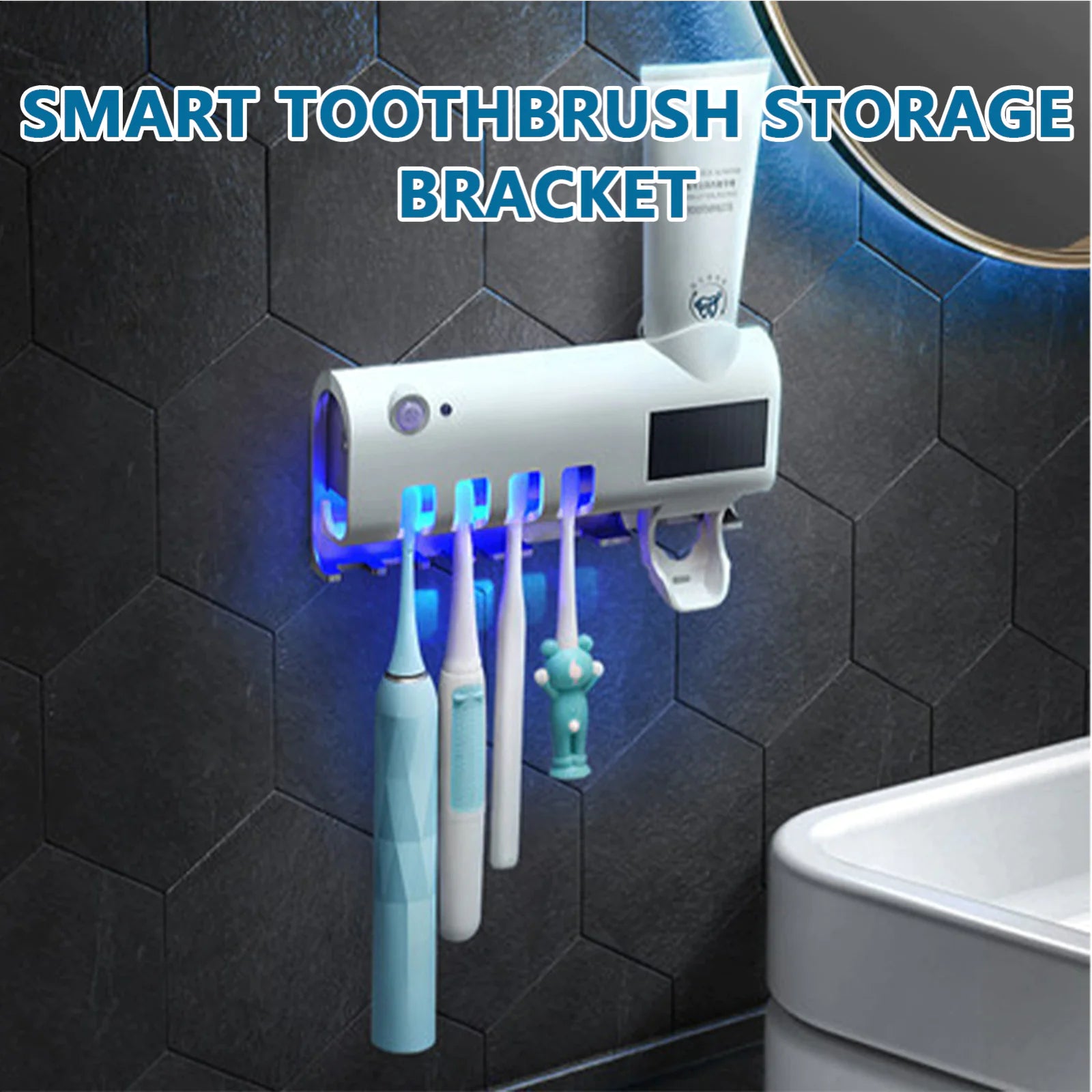 UV Toothbrush Holder Cleaner & Toothpaste Dispenser