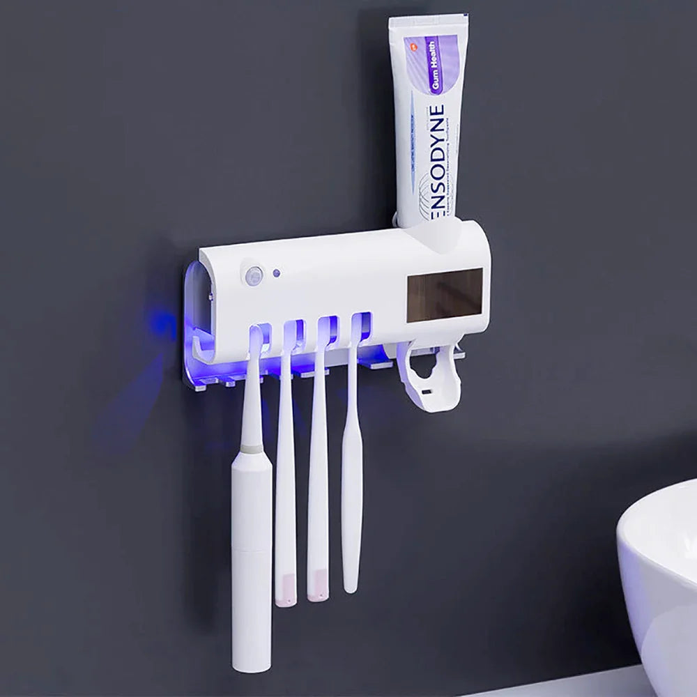 UV Toothbrush Holder Cleaner & Toothpaste Dispenser