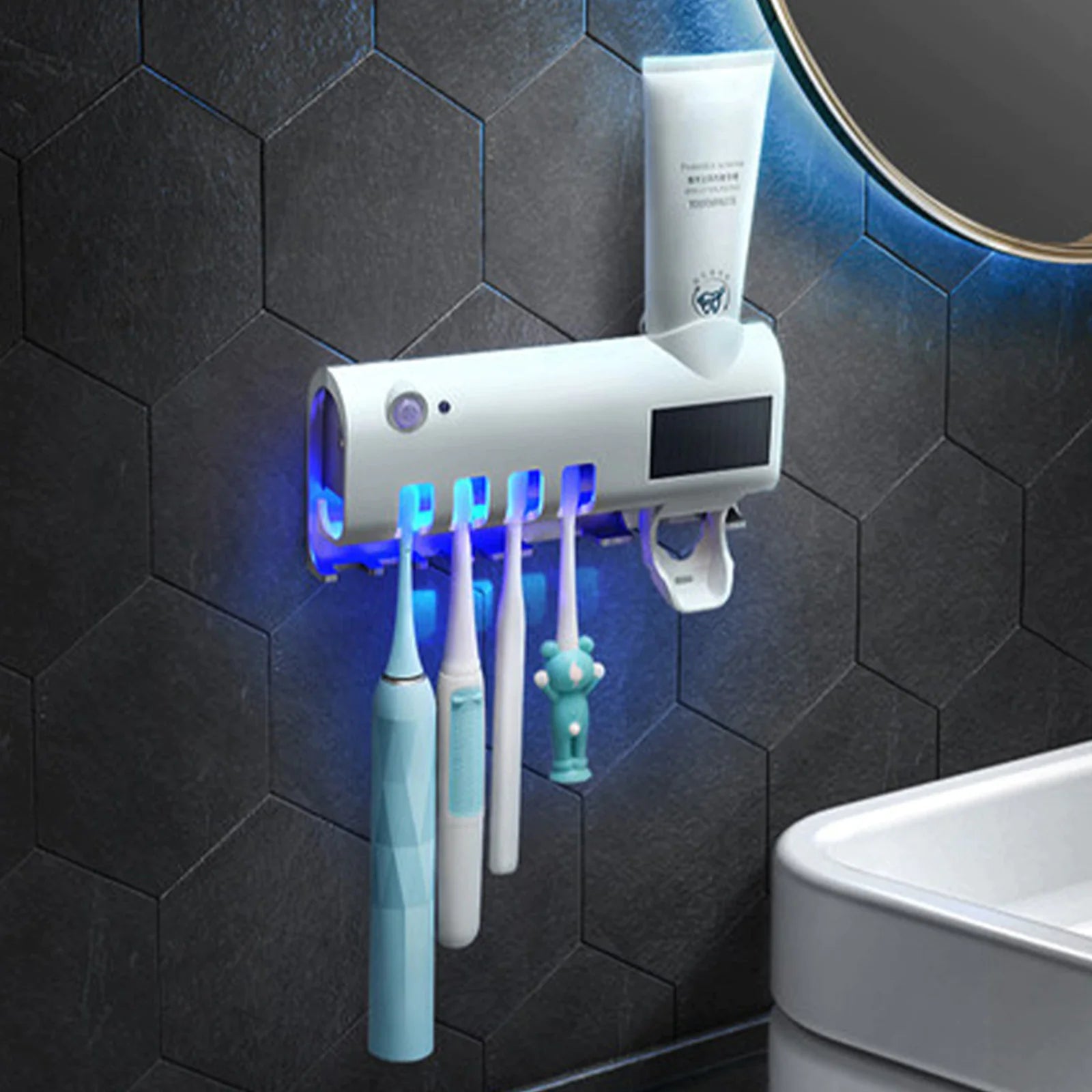 UV Toothbrush Holder Cleaner & Toothpaste Dispenser