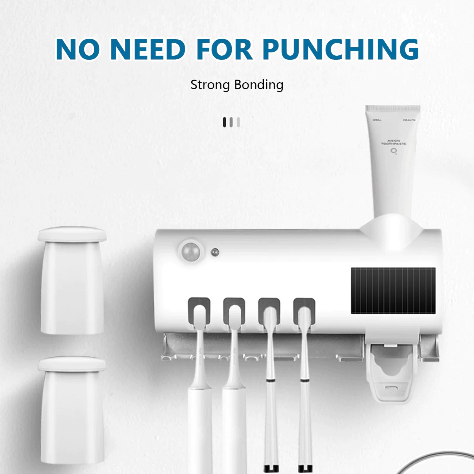 UV Toothbrush Holder Cleaner & Toothpaste Dispenser