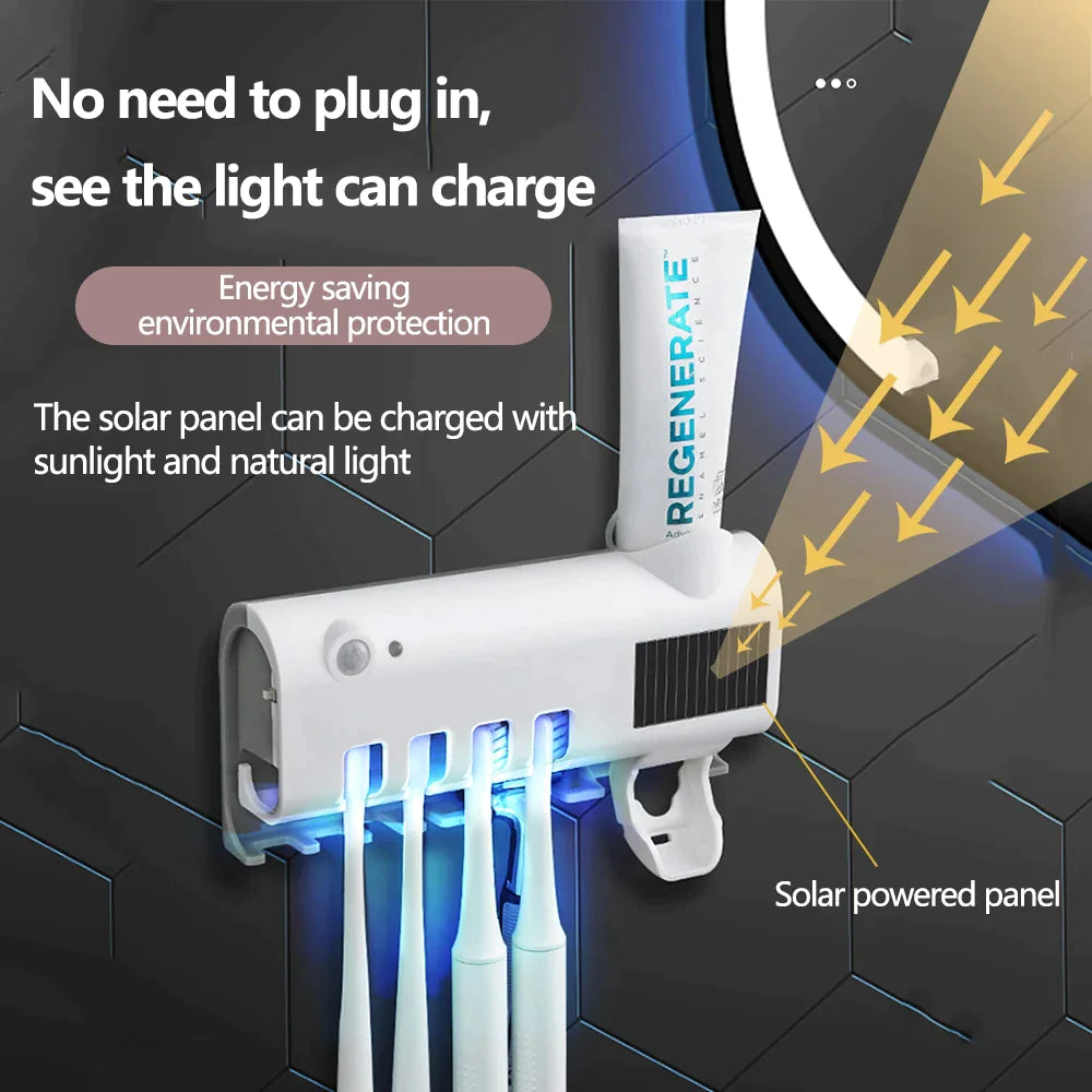 UV Toothbrush Holder Cleaner & Toothpaste Dispenser