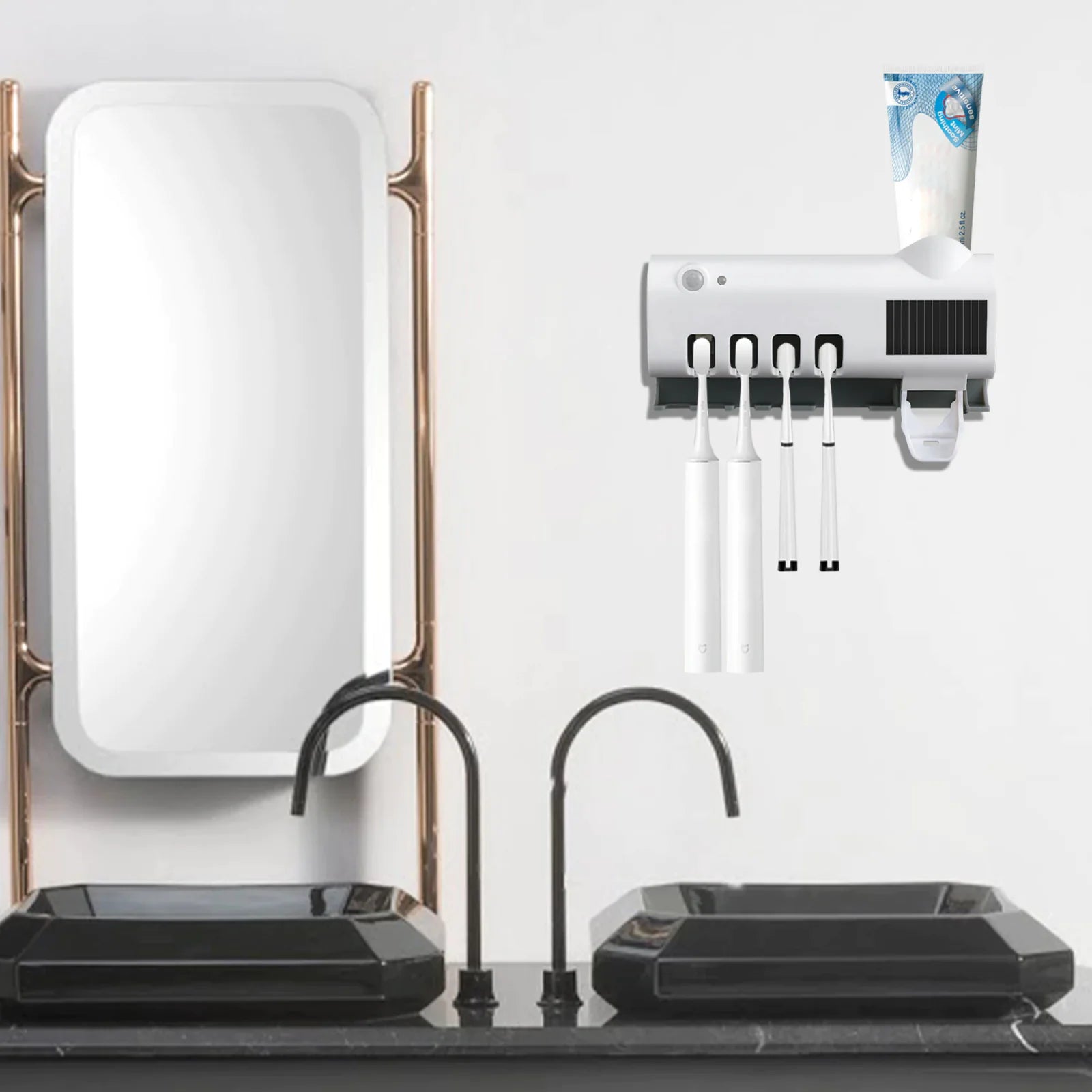 UV Toothbrush Holder Cleaner & Toothpaste Dispenser